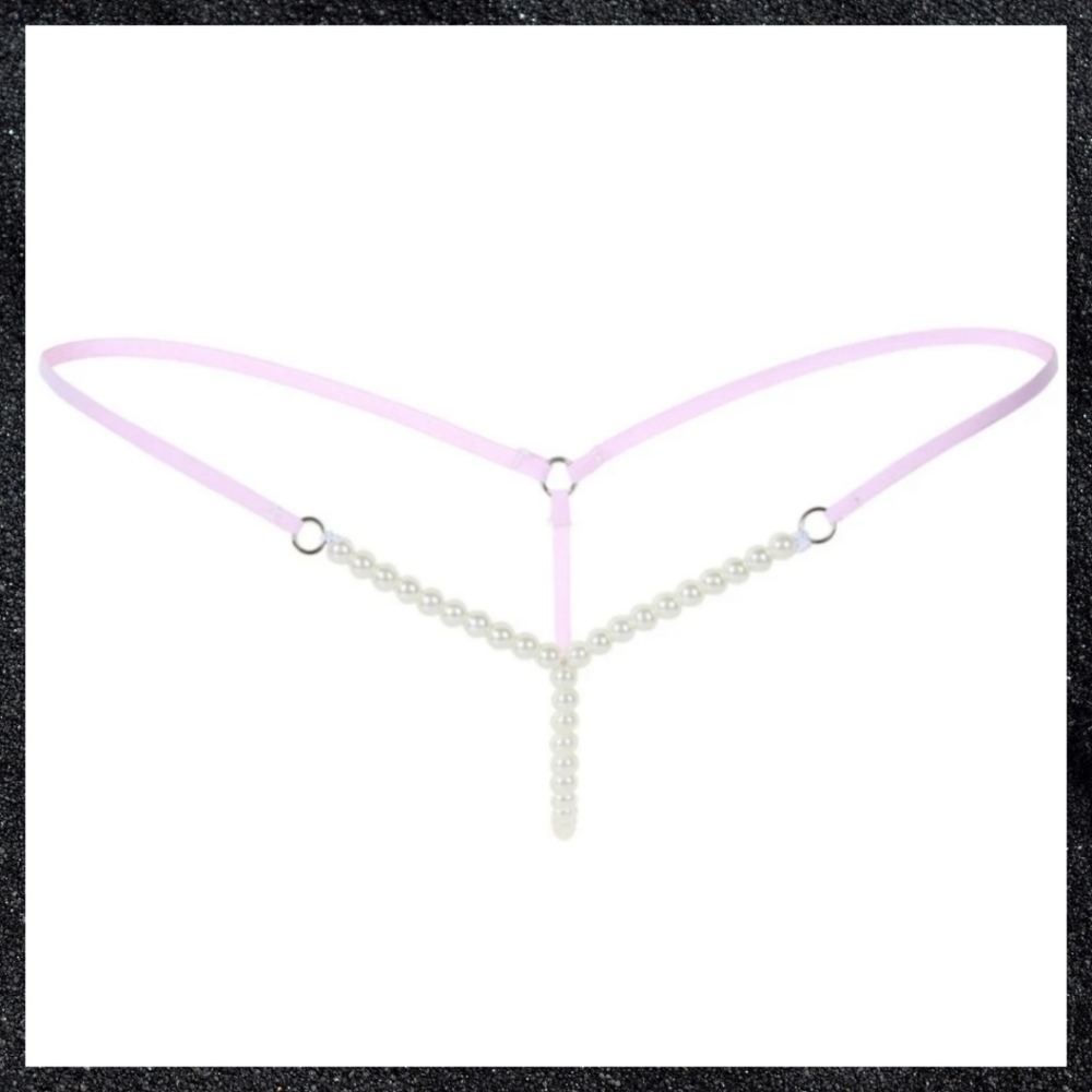 Light Pink Pearl Bead Crotch G-string Panty